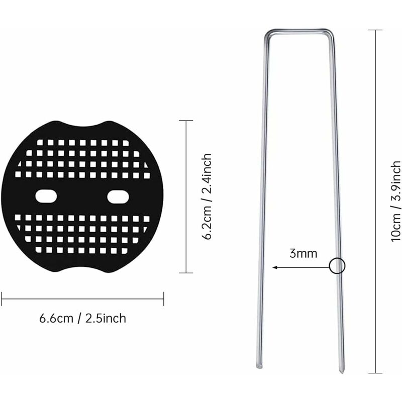 50 Garden Stakes With Washers, Galvanized Steel Tarpaulin Fixing Stakes, Mulch Fabric Fixing Staples, Galvanized Stakes