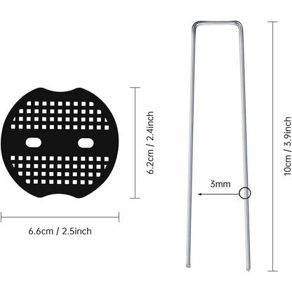 50 Garden Stakes With Washers, Galvanized Steel Tarpaulin Fixing Stakes, Mulch Fabric Fixing Staples, Galvanized Stakes
