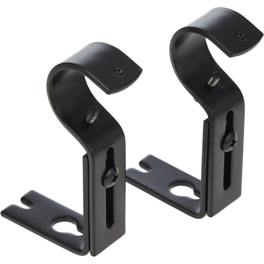 Adjustable Curtain ROd Wall Bracket, 2 Pack, Black