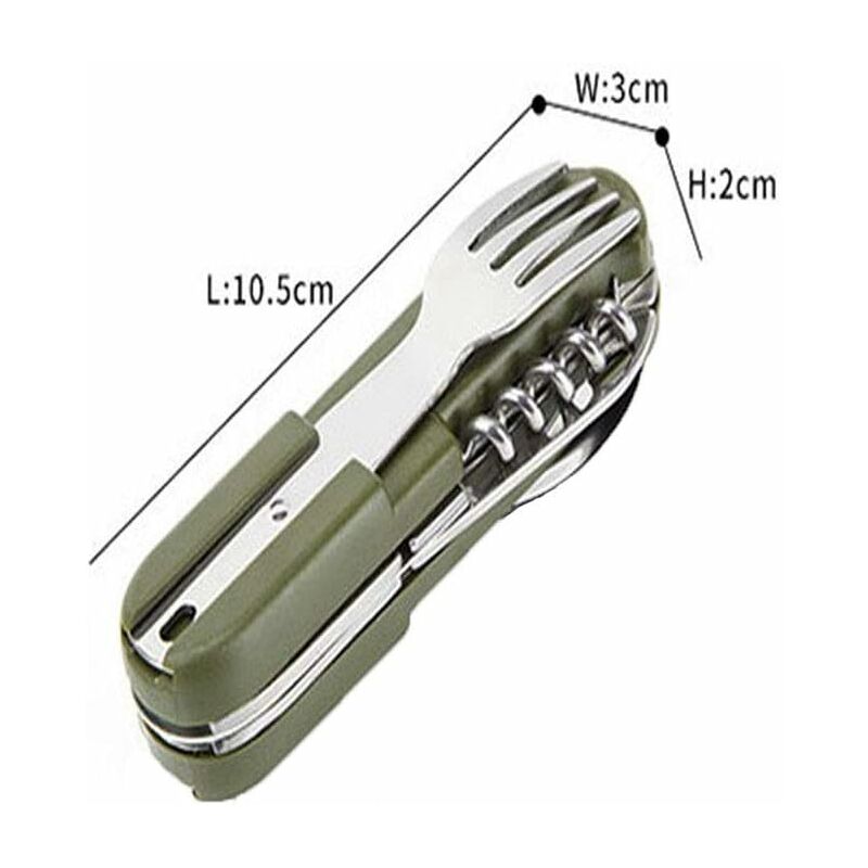 Stainless Steel Folding Tableware Set For Outdoor Camping - 7-In-1 Multi-Function Tool, Removable