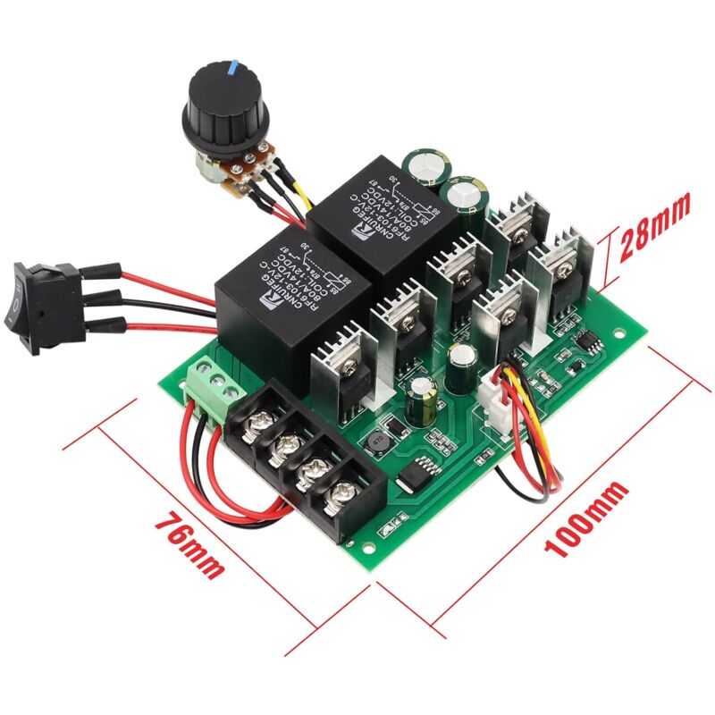Dc Motor Controller, Dc 9-50V 40A Reversible Dc Motor Speed Controller To 12V 24V 36V 48V 2000W Reversible Speed Control