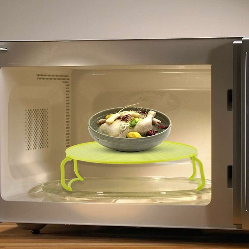 Microwave Oven Tray Holder Multifunctional Plastic Baking Tray Holder For Microwave Accessories With Handles And Plate,
