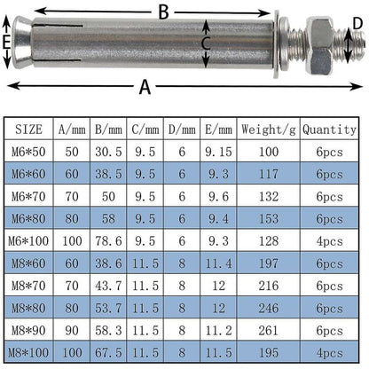 M8X80Mm Hex Expansion Bolts 304 Stainless Steel Expansion Screws Heavy Duty Concrete Anchors Fixing Screws For Wall