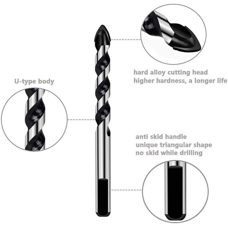 7 pcs Drill Bit Set For Tile, Glass, Concrete, Stone, Brick, Tiles, Ceramic And Mirrors(3Mm 4Mm 5Mm 6Mm 8Mm 10Mm 12Mm)