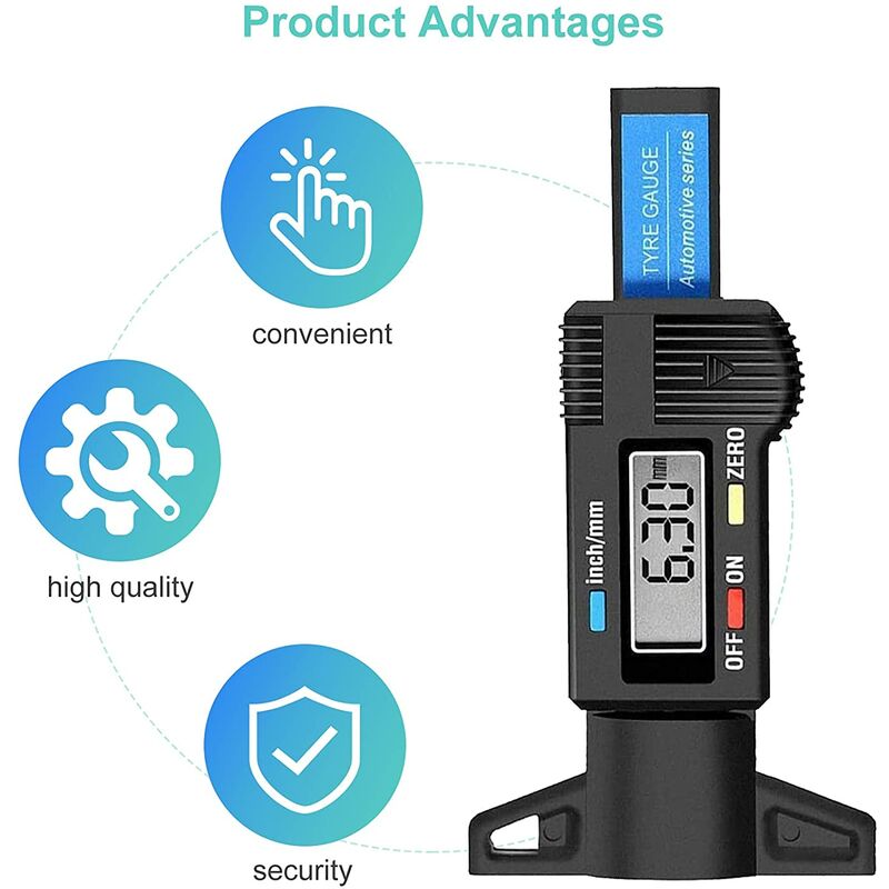 Digital Tire Depth Gauge Caliper Lcd 0-25.4Mm Digital Tire Depth Gauge For Car Motorcycle Vans Trucks