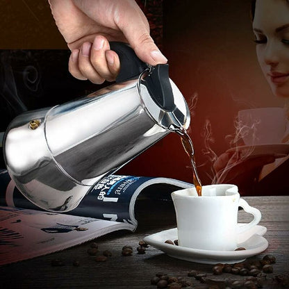 12-Cup Italian Coffee Maker In Stainless Steel, Suitable For All Types Of Hobs, 12 Cups