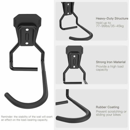 4 Pack Bike Hooks, Iron Hanger Holders, Heavy Duty L-Shaped Storage Wall Mount, Practical Vertical Bicycle Rack For