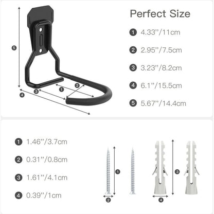 4 Pack Bike Hooks, Iron Hanger Holders, Heavy Duty L-Shaped Storage Wall Mount, Practical Vertical Bicycle Rack For