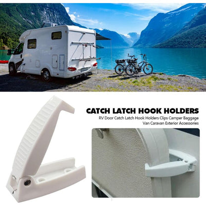 Rv Door Latch Holder Hook Storage For Rv Trailer, Durable Material And Simple Installation, Rv, Trailer, White