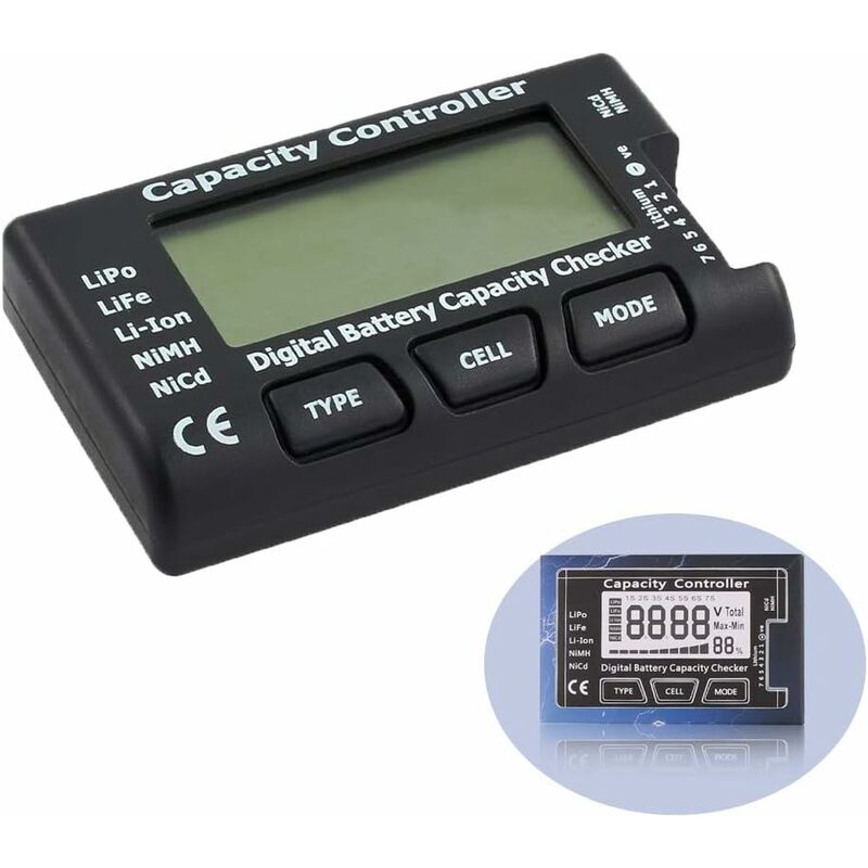 Digital Battery Capacity Tester, Battery Capacity Voltage Checker Controller Tester With Lcd Display, For Lipo Life