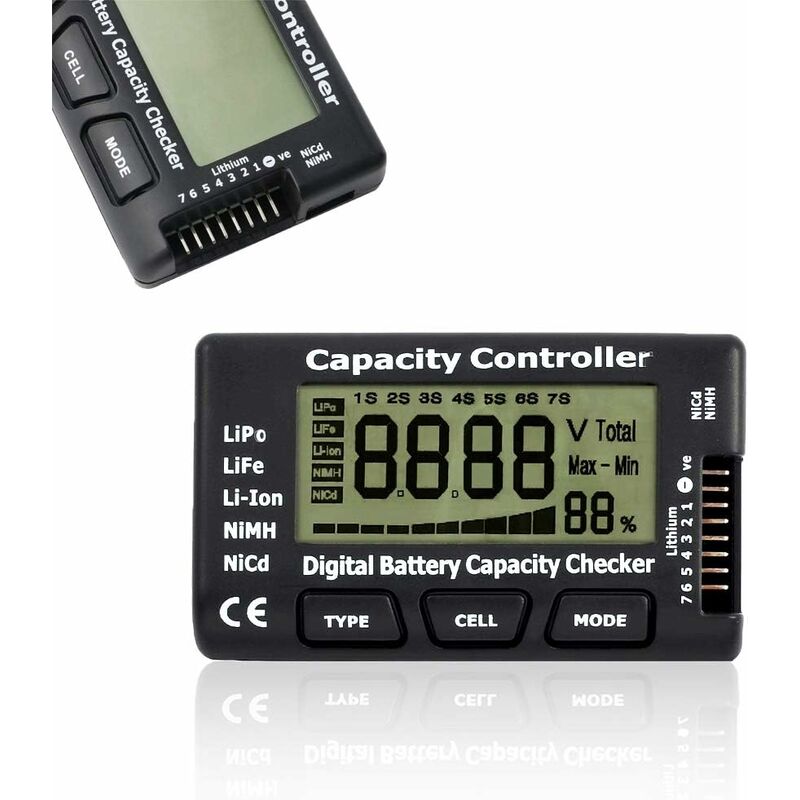 Digital Battery Capacity Tester, Battery Capacity Voltage Checker Controller Tester With Lcd Display, For Lipo Life