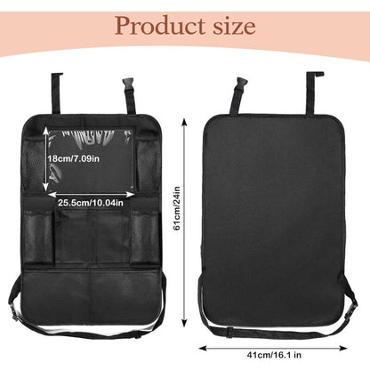 Car Organizer For Kids, Storage With 10 Pockets, Seat Protector For 9.7'' & 10.5'' Ipad Tablet, Organizer For Bottles