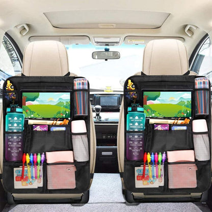 Car Organizer For Kids, Storage With 10 Pockets, Seat Protector For 9.7'' & 10.5'' Ipad Tablet, Organizer For Bottles