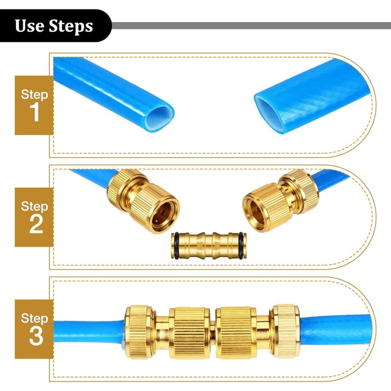 Garden Hose Connectors Double Male Hose Connectors Brass Hose Fittings For Garden Hose Faucet (4 Sets)