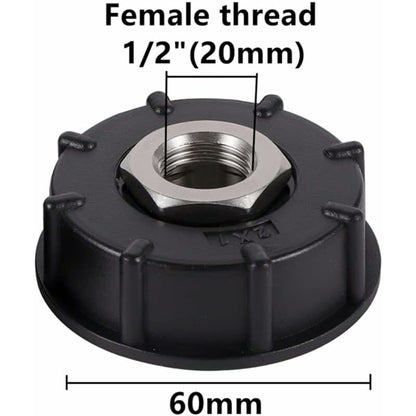 Ibc S60X6 Water Tank Adapter Coarse Thread With Hose Connector Stainless Steel Valve Spout Fittings (1/2" Internal