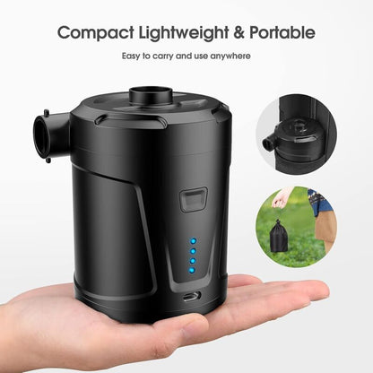 Electric Air Pump, 5000Mah Rechargeable Battery, Inflatable Mattress Inflator With 3 Air Nozzles, Fast Inflator For