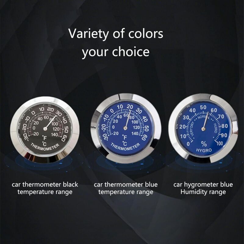 Auto Car Vehicle Thermometer/Hygrometer Clock Mini Small Classic DAshboard Thermometer Car Cool Decoration Metal Alloy