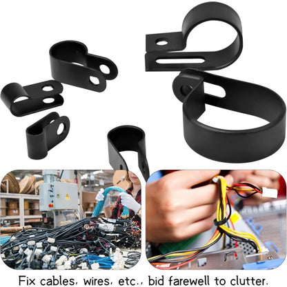 200 pcs Nylon Plastic R Clips Tube Clamps, 6 Sizes 3/16'' 1/4'' 3/8'' 1/2'' 3/4'' 11/8'' Fasteners For Conduit, Cable,