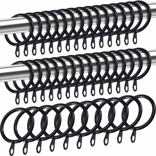 Metal Curtain Rings, Curtain And ROd Hanging Rings, 30Mm Inner Diameter Drapery Sliding Eyelet Rings (Black, 40 Pack)