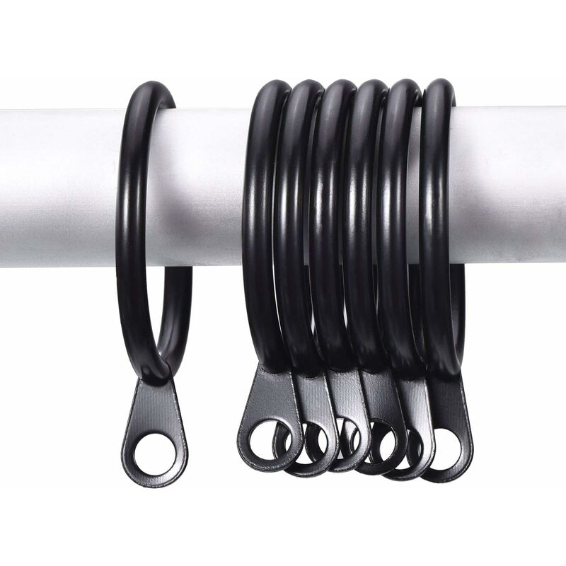 Metal Curtain Rings, Curtain And ROd Hanging Rings, 30Mm Inner Diameter Drapery Sliding Eyelet Rings (Black, 40 Pack)