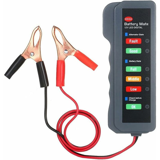 12V Car Battery Alternator Tester LED Digital Battery Condition Alternator Charging Analyzer With Copper Clip LED For