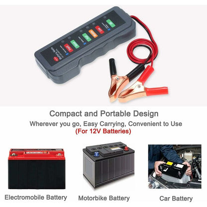 12V Car Battery Alternator Tester LED Digital Battery Condition Alternator Charging Analyzer With Copper Clip LED For