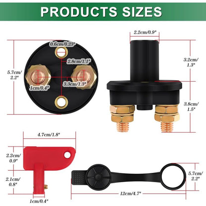 Isolator Switch 12V/24V Battery Isolator Disconnect Max 200A For Car, Truck, Boat, Vehicles Power Cut Off Kill Switch
