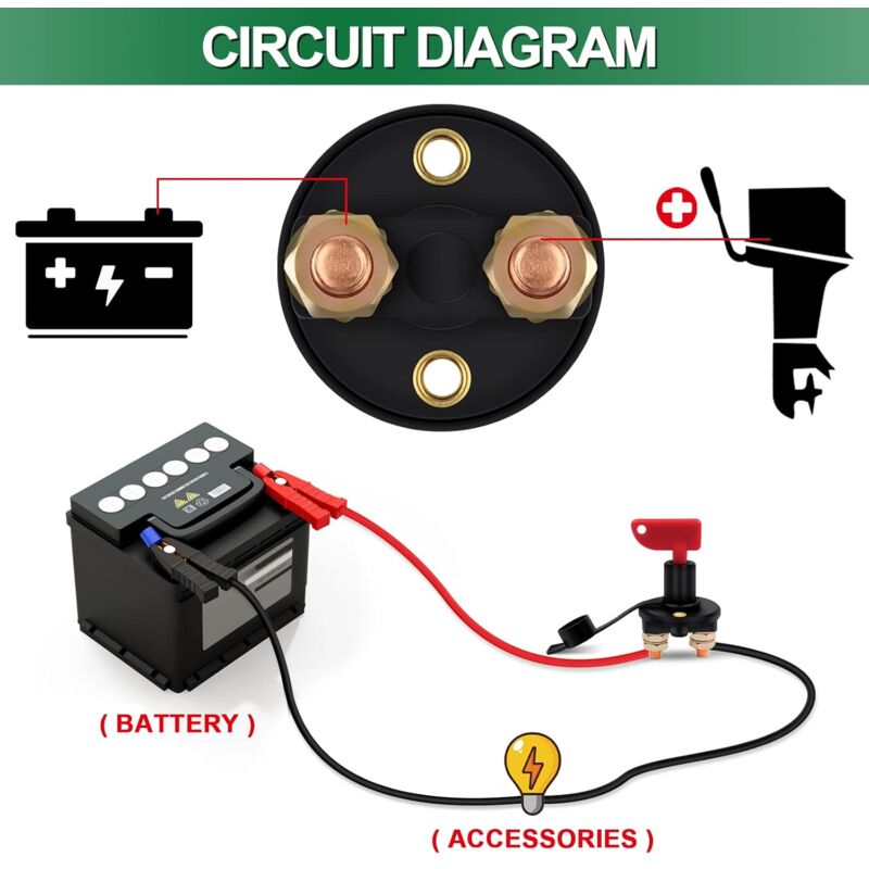 Isolator Switch 12V/24V Battery Isolator Disconnect Max 200A For Car, Truck, Boat, Vehicles Power Cut Off Kill Switch