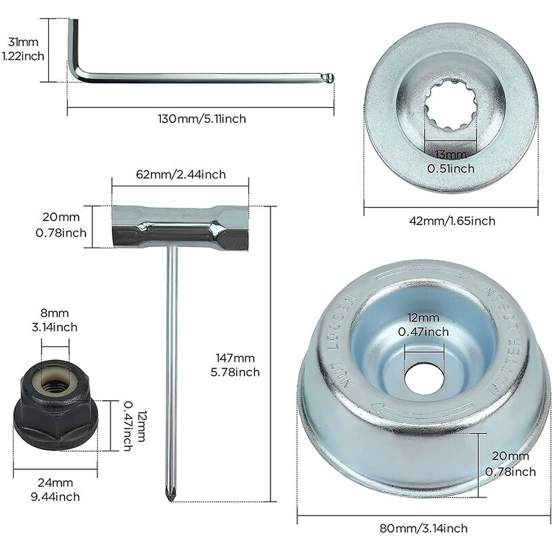 Universal Brushcutter Head Nut Kit, For Thermal Brushcutter, Stihl, Echo, Ryobi Head