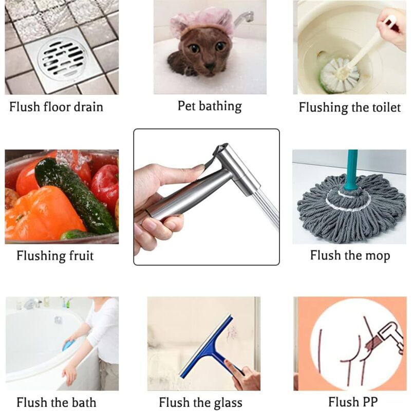 Toilet Sprayer, Stainless Steel Toilet Sprayer Kit, Adjustable Water Pressure Toilet Sprayer, Bidet Sprayer For
