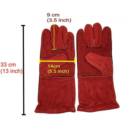 Heavy Duty Large Heat Resistant Leather Lined Welding Gloves For Wood Stove Log Burner Bbq, Gardening Gloves For Men