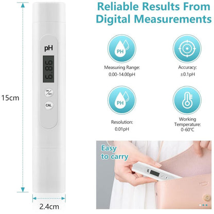 Electronic Ph Meter Tester, 0-14 Ph Measuring Range, High Precision Pool Ph Tester, Ph Meter For Swimming Pool,