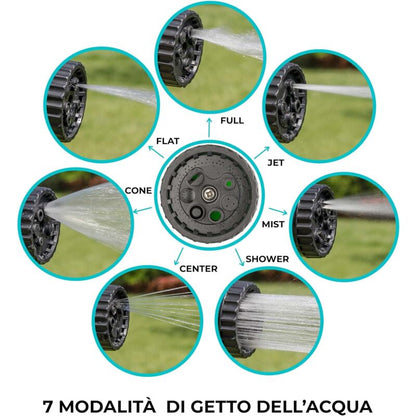 Expandable Hose Up To 10 Meters, Hose Reel With ROller And Wall Mount, Watering, Irrigation, Washing And Cleaning, 7