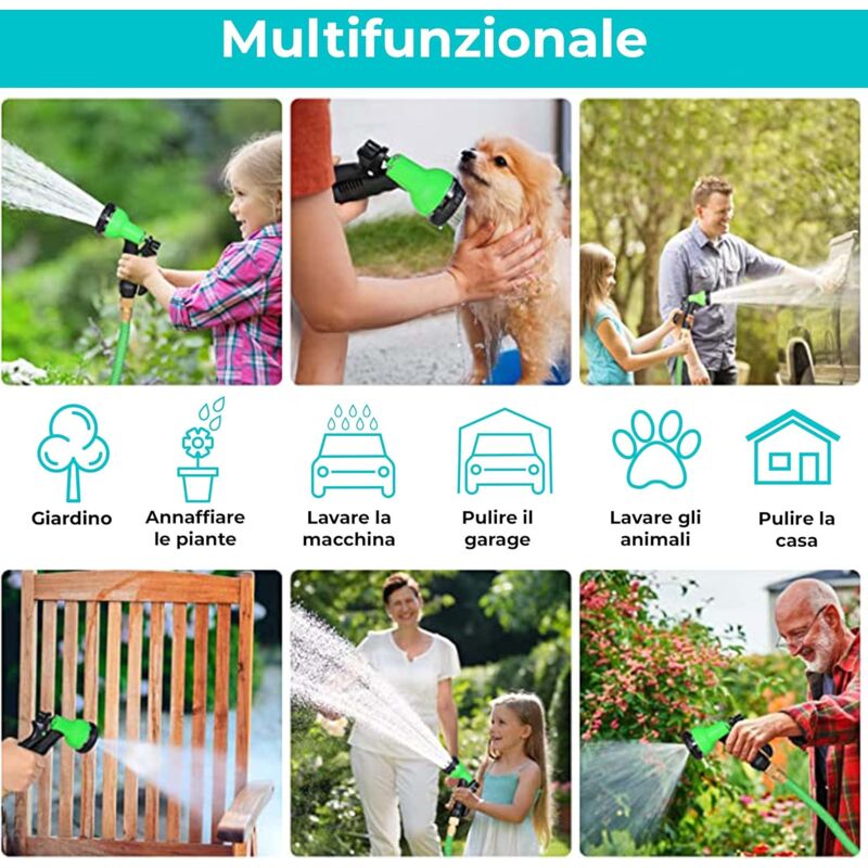 Expandable Hose Up To 10 Meters, Hose Reel With ROller And Wall Mount, Watering, Irrigation, Washing And Cleaning, 7