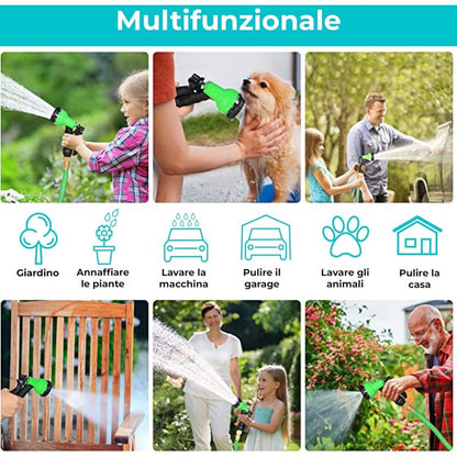 Expandable Hose Up To 10 Meters, Hose Reel With ROller And Wall Mount, Watering, Irrigation, Washing And Cleaning, 7