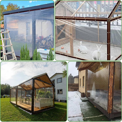 Tarpaulin - Transparent tarpaulin - Transparent tarpaulin with rings - Waterproof transparent tarpaulin - PE tarpaulin - for garden furniture - Planter - Animal shelter - Roof - Rope included - 2 x 3 m