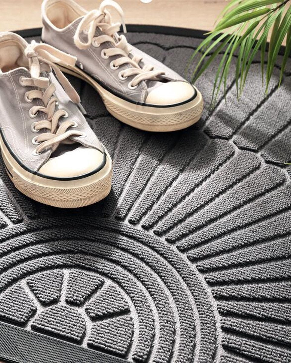 Rubber doormat - Semi-circular - Outdoor Anti-slip Washable Doormat - Rain - Outdoor - Indoor doormat - Dark gray - Drying mat - 60 * 90 cm - cleaning mat - outdoor - hall - balcony