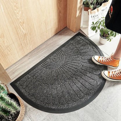 Rubber doormat - Semi-circular - Outdoor Anti-slip Washable Doormat - Rain - Outdoor - Indoor doormat - Dark gray - Drying mat - 60 * 90 cm - cleaning mat - outdoor - hall - balcony