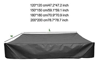 Waterproof sandpit cover - with drawstring - black - 120 x 120 x 20 cm - for sandpit, pool, patio, garden, square - Oxford cloth - waterproof, windproof, dustproof - suitable for protecting children's toys