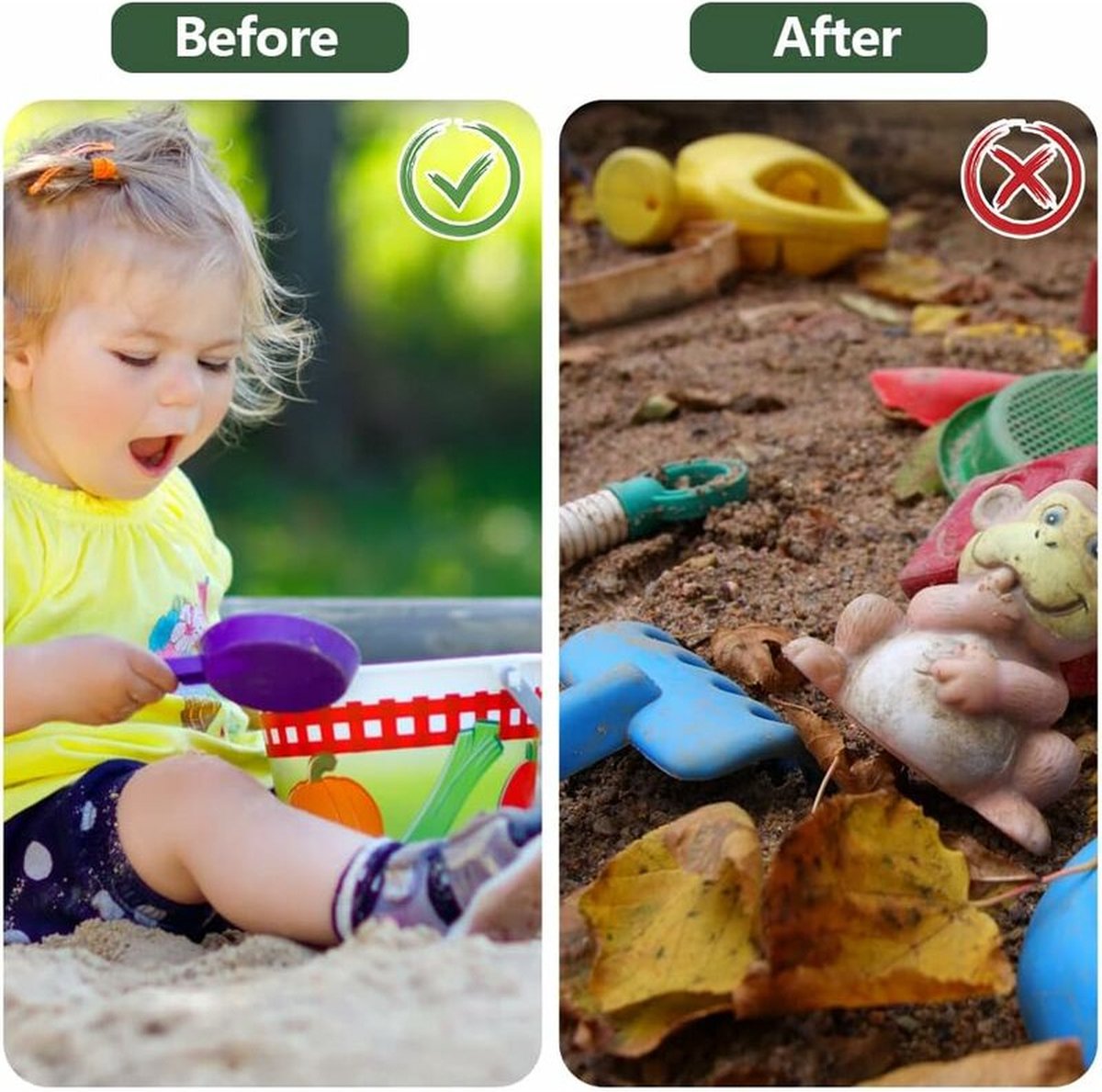Waterproof sandpit cover - with drawstring - green - 120 x 120 x 20 cm - for sandpit, pool, patio, garden, square - Oxford cloth - waterproof, windproof, dustproof - suitable for protecting children's toys