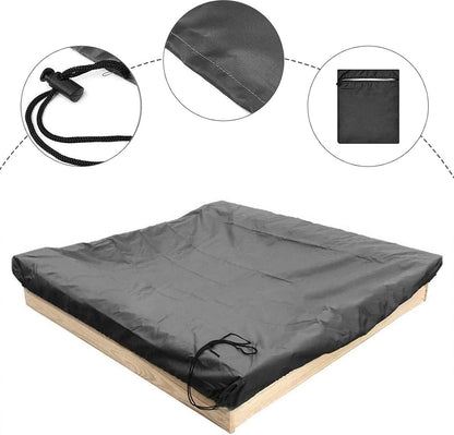 Waterproof sandbox cover - with drawstring - black - 150 x 150 x 20 cm - for sandbox pool patio garden square - 420D Oxford cloth - waterproof, windproof, dustproof - suitable for protecting children's toys