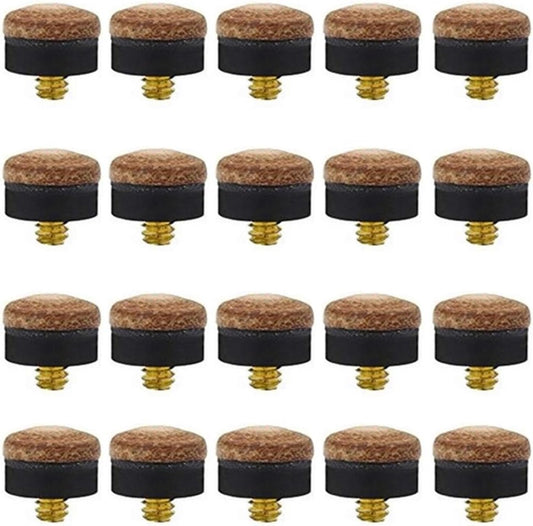 20 pieces - Pool Stick Tips - Billiard Cue Tip - Pool Cue Tips Set - 10 mm - Snooker & Pool Accessories - Billiard Cue Replacement Tips - with Screw Head - Color - Leather - Replacement for Billiard Cue and Snooker