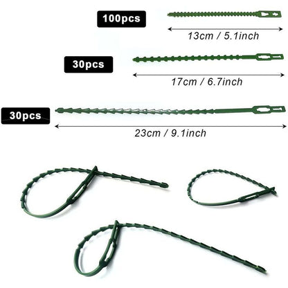 160 pcs Plant Ties Adjustable Garden Ties, Plant Ties and Supports, Helps Support Plants and Shrubs, Flexible Plastic Ties (3 Sizes)