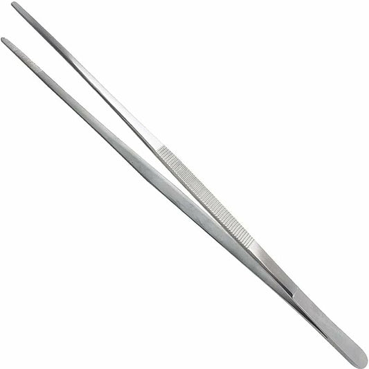 Stainless Steel Tweezers 30cm 12 Inch Long with Serrated End for Aquaristik Gardening Kitchen Industrial Work
