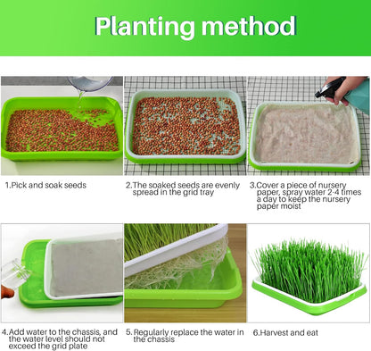 8-Pack Seed Sprouter Tray Microgreens Growing Trays BPA Free Seed Germination Propagation Soil-Free Wheatgrass Bean Nursery Tray with Planting Paper for Indoors or Outdoors