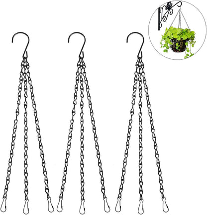 3-Pack Hanging Chain Set, Replacement Chain, Metal, Hanging Basket, Chains, Garden, Flower Pot, Plant Hanger with Clips and Hooks for Bird Feeder