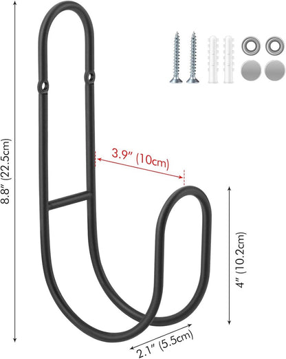 Garden Hose Hanging System - Wall Mount for Neat Storage - Stainless Steel Frame - Black