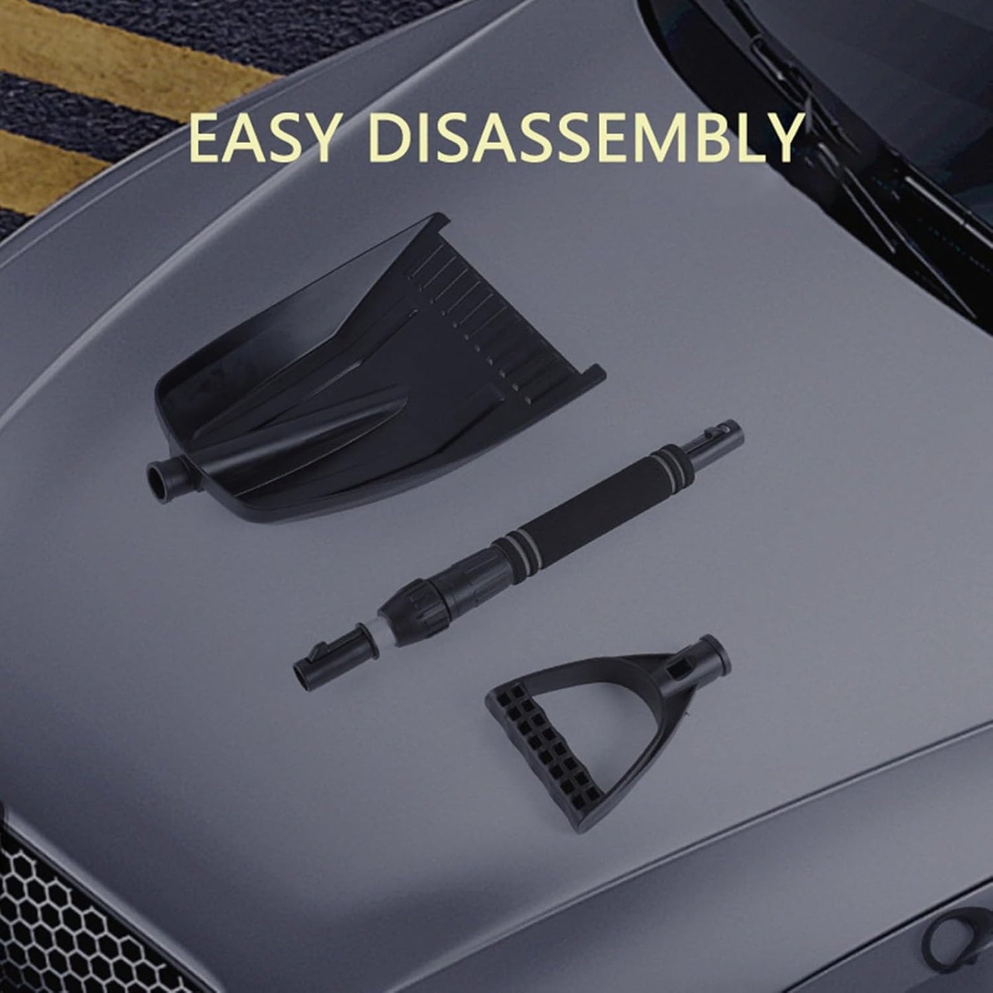 Folding Snow Shovel - Large Capacity | Lightweight & Portable - Wide Snow Clearing Range with Ergonomic D-Shaped Handle and Aluminum Blade - Snow Shovel for Outdoors, Cars, Gardens, Camping, Driveways（Black）