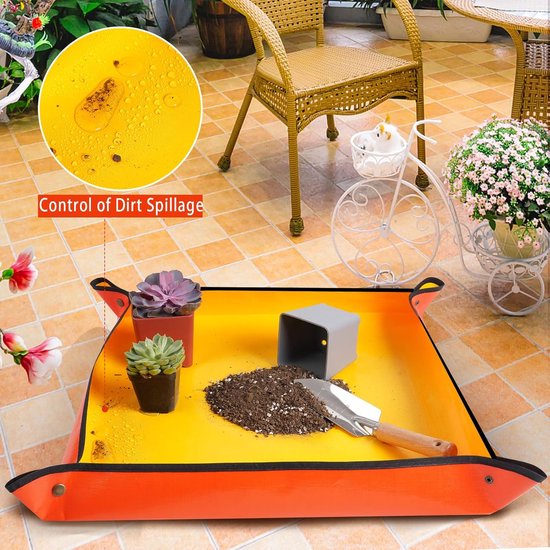 Houseplant Transplant Mat – Foldable and Portable Transplanting Mat to Prevent Soil Spills – Ideal for Succulents – Garden Gift for Plant Lovers (27" x 27")