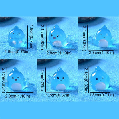 Aquarium Decoration – Ornaments – Mini Ocean Resin Animals – Luminous Mini Shark Figures – Durable & Non-Fading Resin – Glow-in-the-Dark Sea Animals – For Fairy Garden, Micro Landscape, Aquarium & Home Decor – Pack of 6